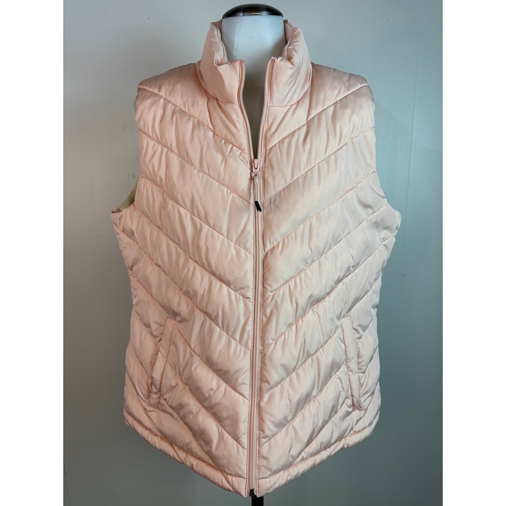 Gap Puffer Vest XL Peach Pink Quilted Full Zip Outerwear Sleeveless Jacket